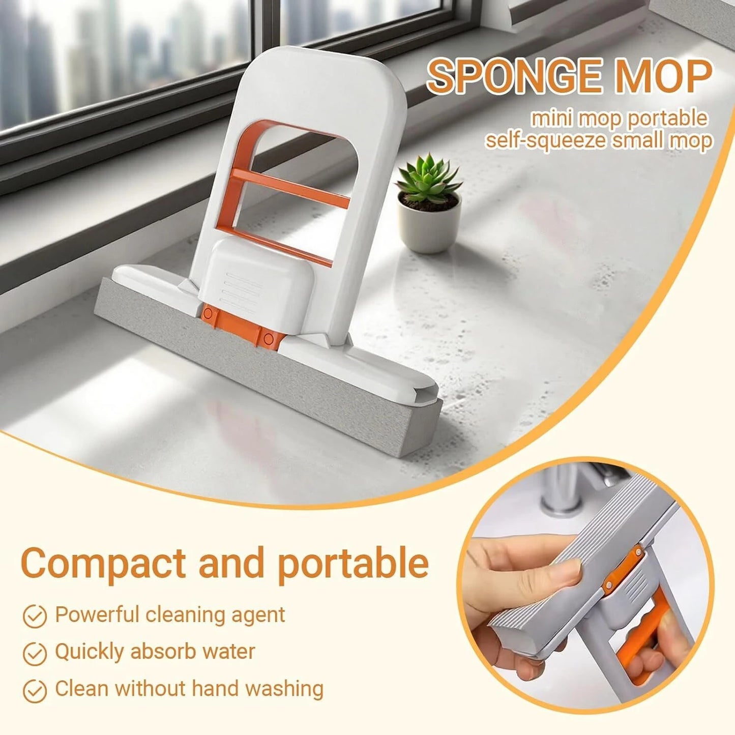 QuickShine™ Portable Mini Mop | For Home, Kitchen Counter & Glass (1 Pc)