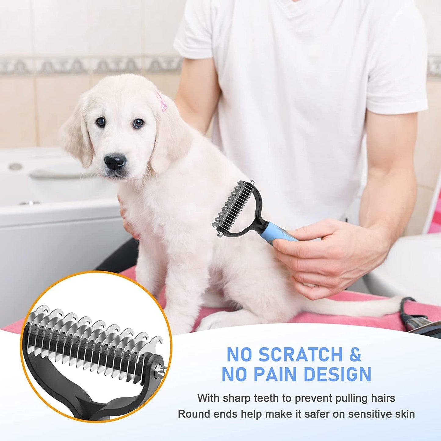 Pet Grooming Brush for Dogs & Cats