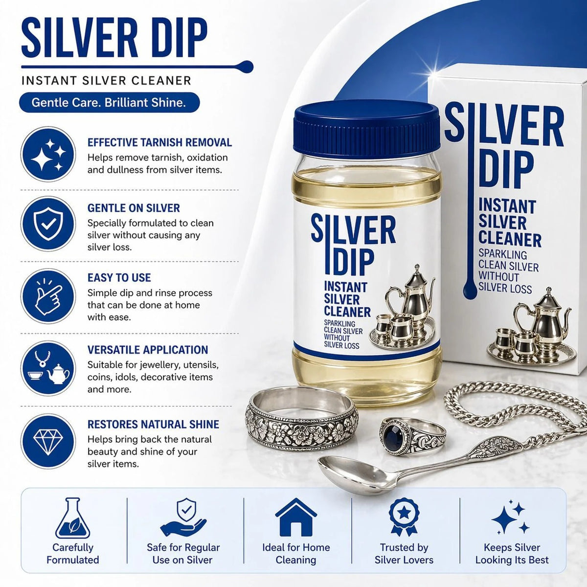 Silver Dip Instant Silver Cleaner For Home & Kitchen Use (Pack Of 2)