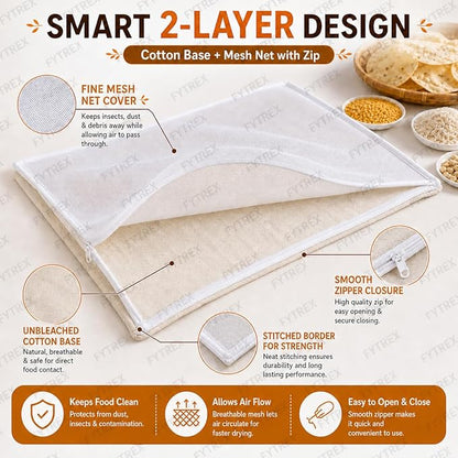 Papad Drying Cloth with Net & Zip