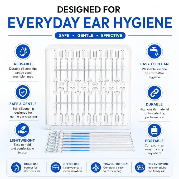 Reusable Silicone Ear Wax Remover Sticks (24Pcs)