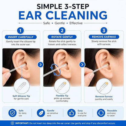 Reusable Silicone Ear Wax Remover Sticks (24Pcs)