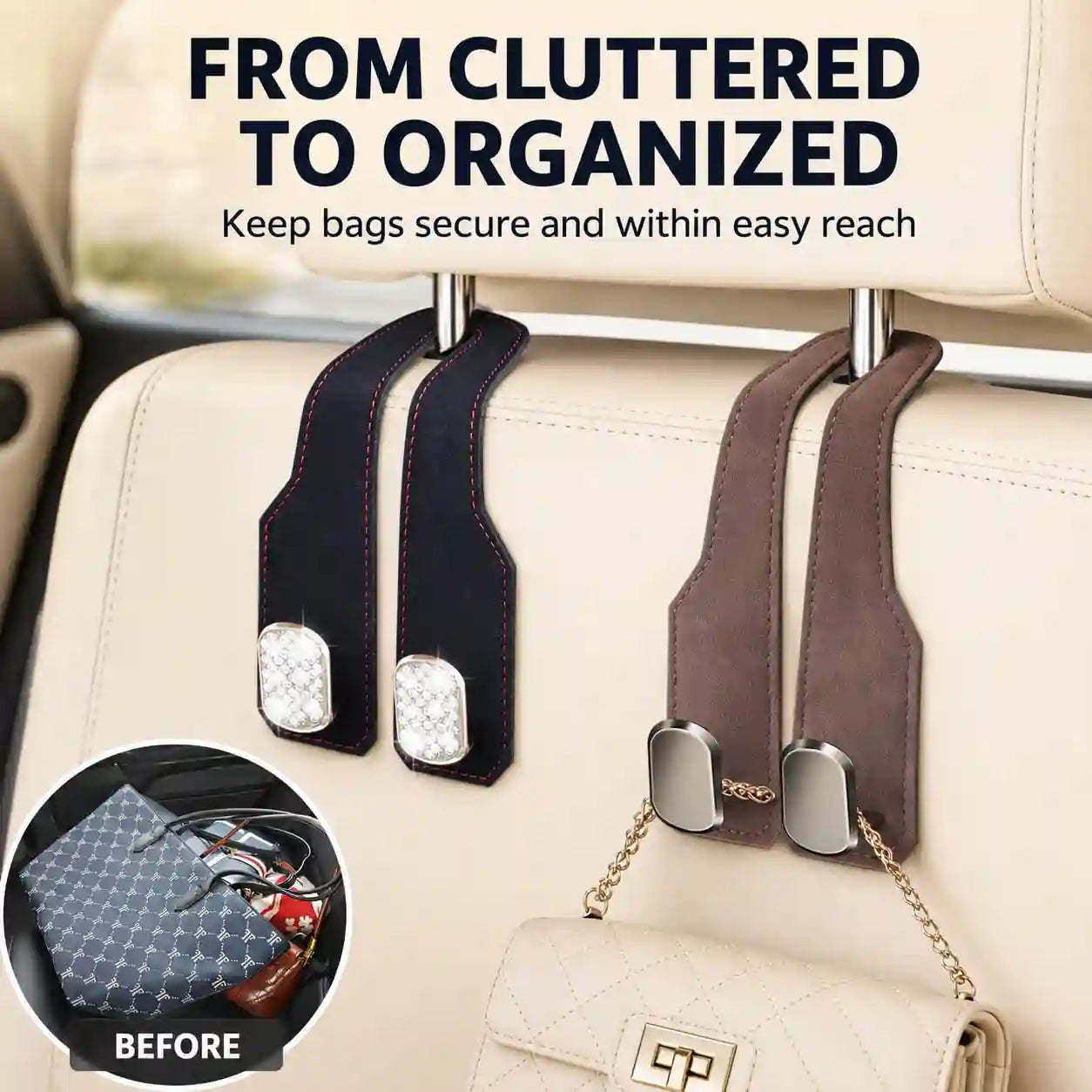 Car Hooks for Headrest (Pack of 2)