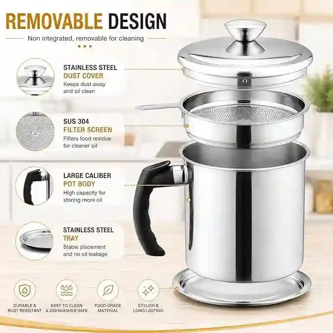 OilSaver™ 1.3L Stainless Steel Oil Filter Pot