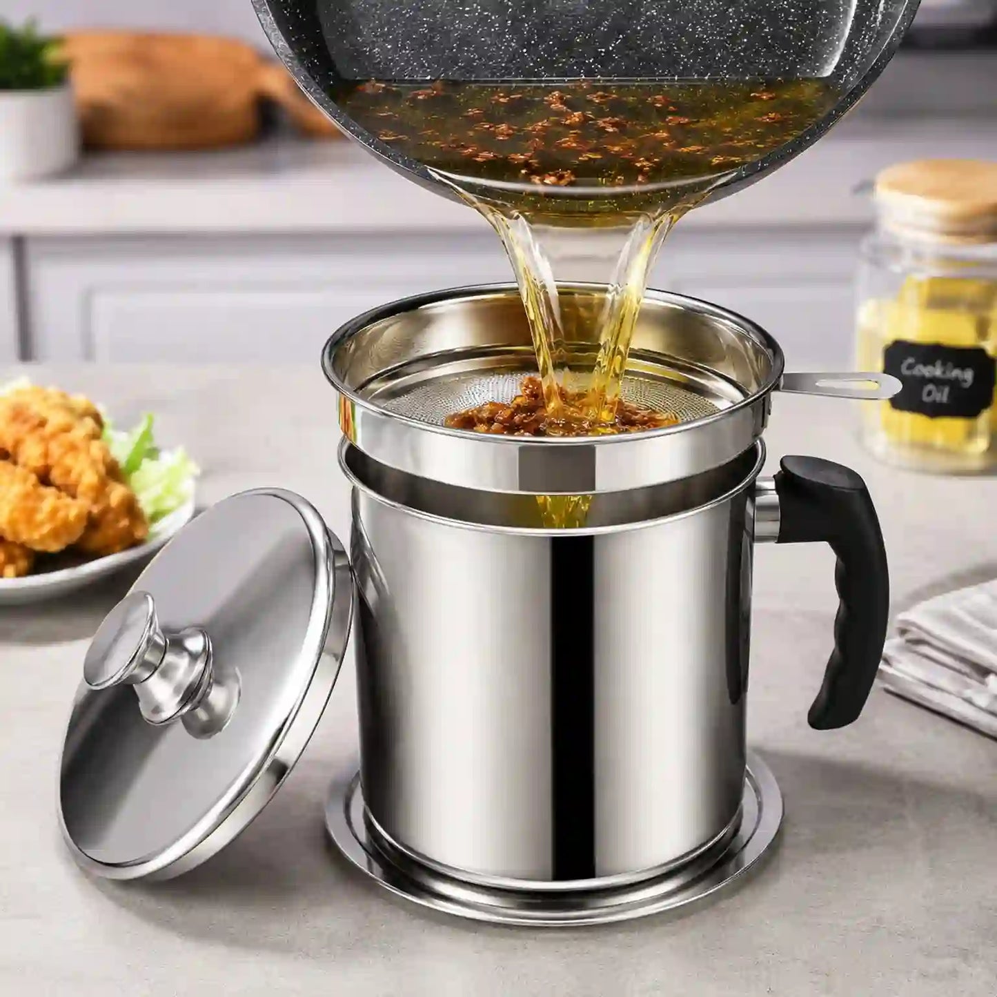 OilSaver™ 1.3L Stainless Steel Oil Filter Pot