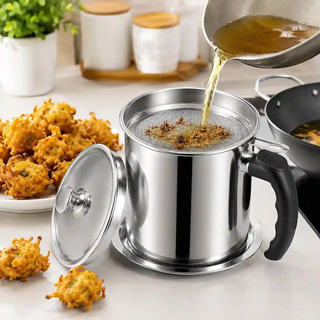 OilSaver™ 1.3L Stainless Steel Oil Filter Pot