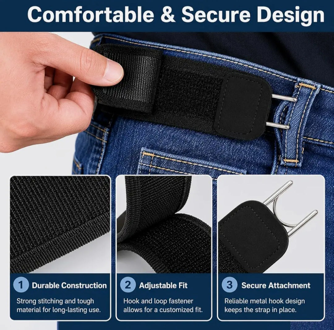 Buckle-Free Elastic Belt No Holes, Auto-Fit Waist (Pack of 2)